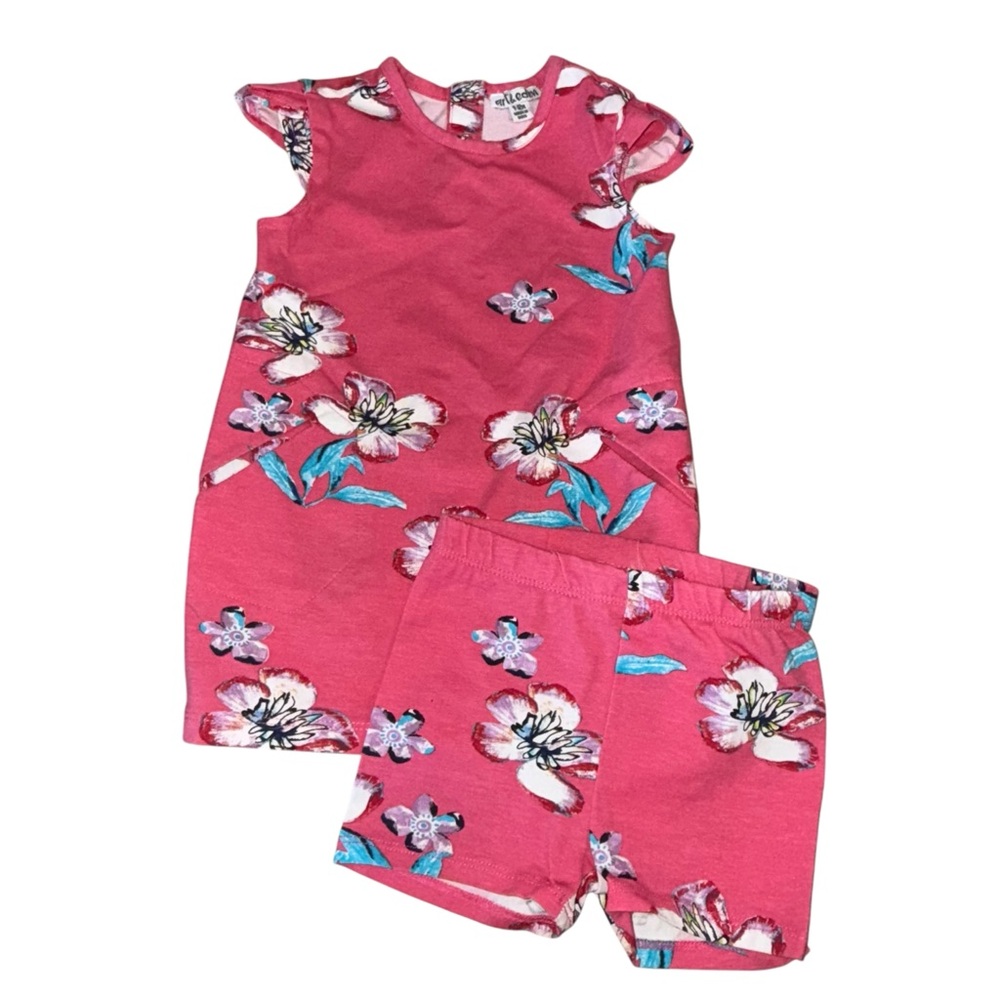 Art & Eden Floral Dress and Shorts Set Pink Size 9-12 Months